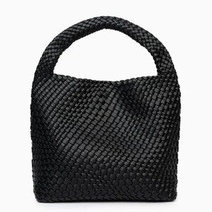 Verano Hill Jocelyn Shoulder Bag – Black Vegan Leather Woven Bucket (NWT)